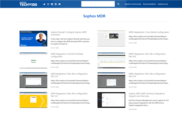 Techvids for MDR Install and configuration