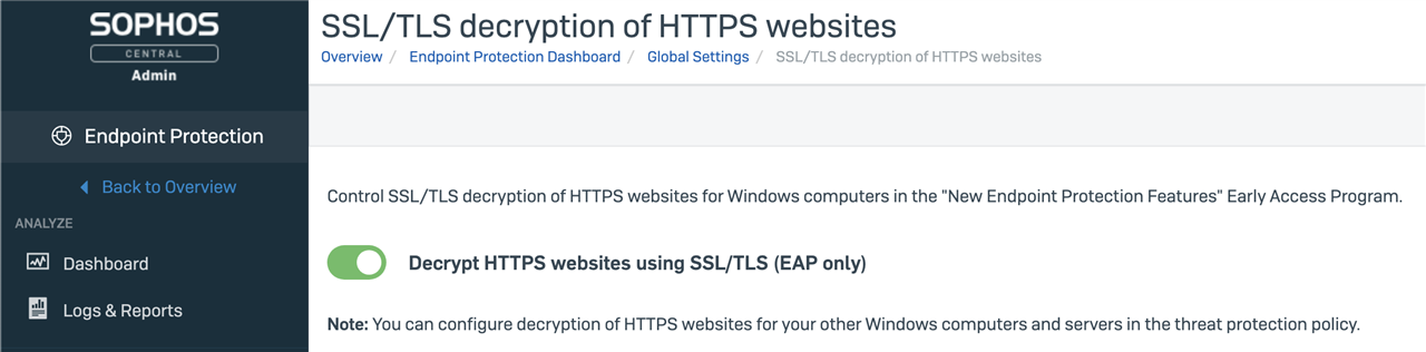 SSL Global Settings