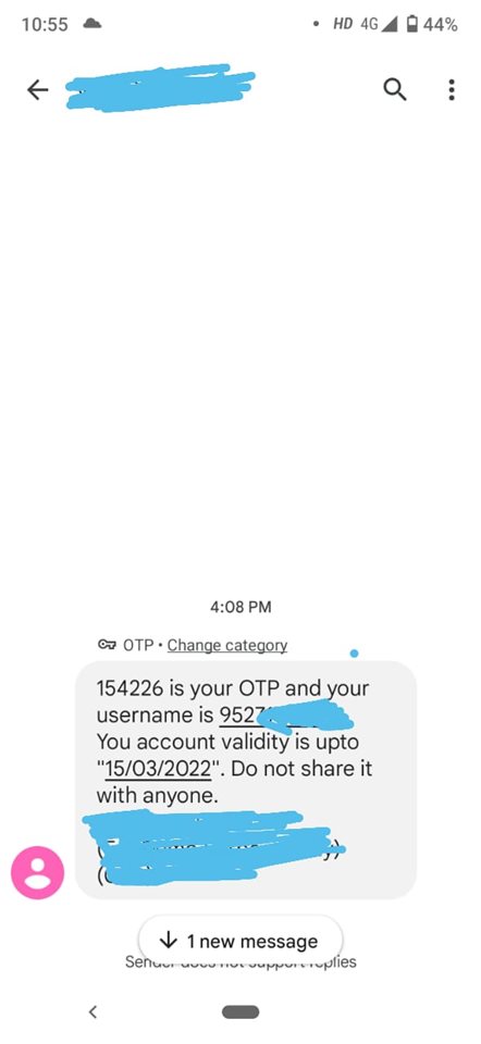 OTP users are getting but sign is says username/password not found