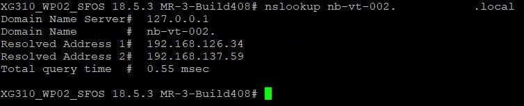 nslookup Sophos XG