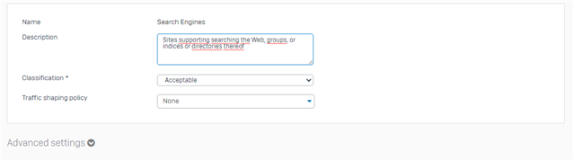 Category Classification Acceptable