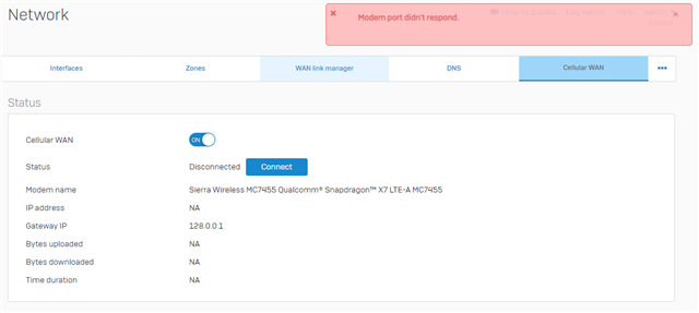 modem didn#t respond