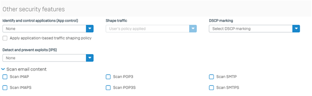 Other securiy settings all unchecked